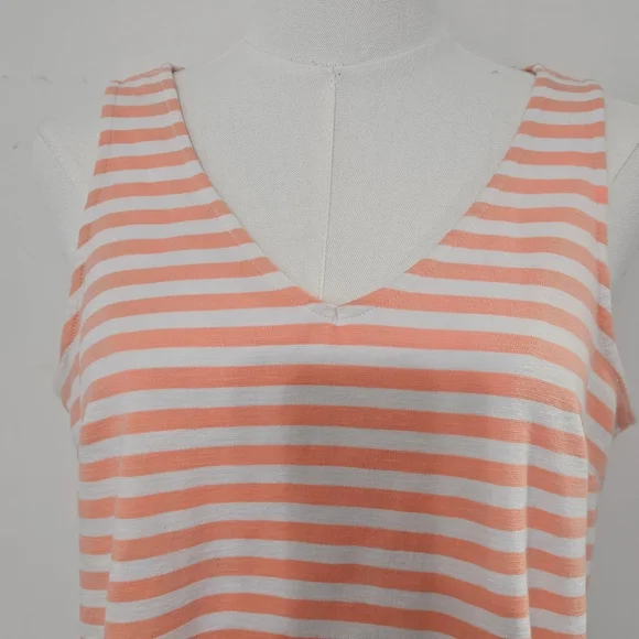 Old Navy Size M Cotton Polyester Orange White Striped Womens Tank Dress with - Picture 2 of 16